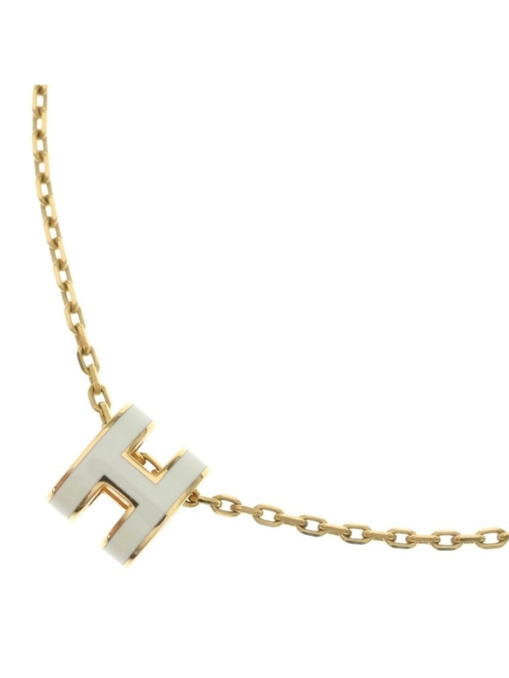 Hermes Mini H Charm Pop H Necklace White Gold